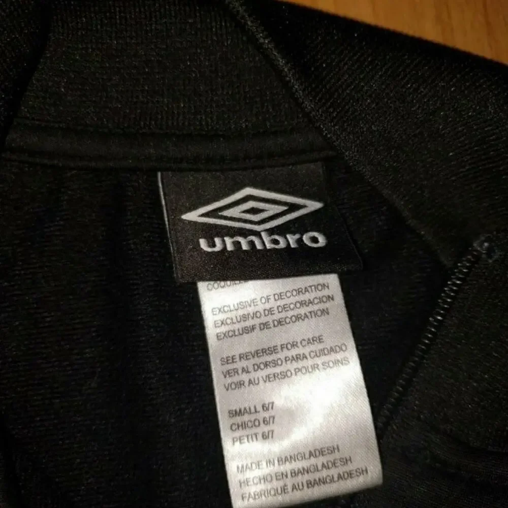 Umbro Boy's 6/7 Black Diamond Tape Track Soccer Jacket